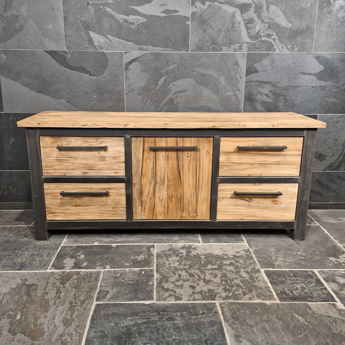 Moderner Badunterschrank aus Teakholz von Metal Look, langlebig und nachhaltig, in verschiedenen Größen erhältlich, Modell 9.