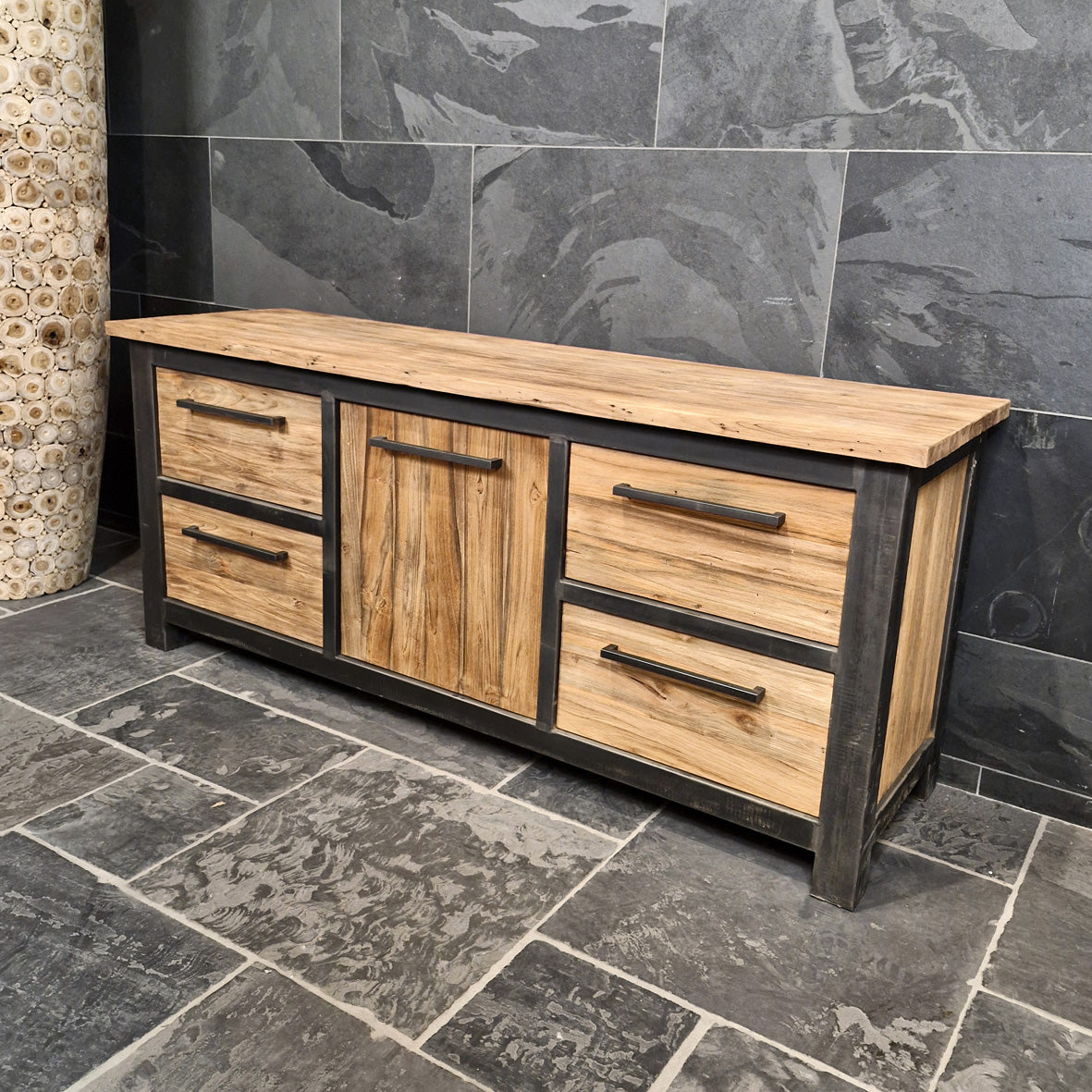 Moderner Badunterschrank aus Teakholz von Metal Look, langlebig und nachhaltig, in verschiedenen Größen erhältlich, Modell 9