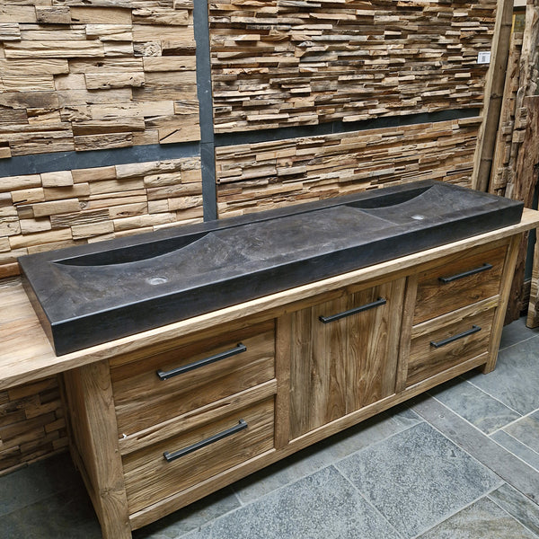 Dubbele wastafel | Hardsteen glad | Natuursteen | Diverse afmetingen