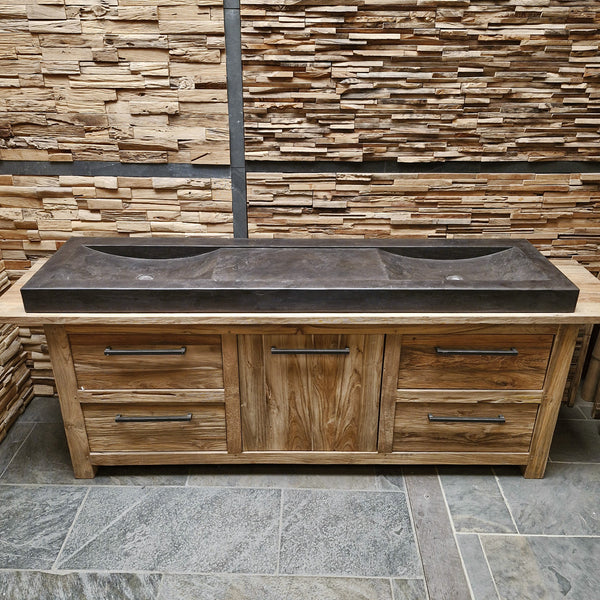 Dubbele wastafel | Hardsteen glad | Natuursteen | Diverse afmetingen