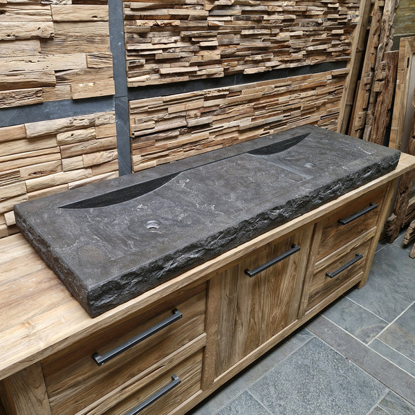 Dubbele wastafel | Hardsteen ruw | Natuursteen | Diverse afmetingen
