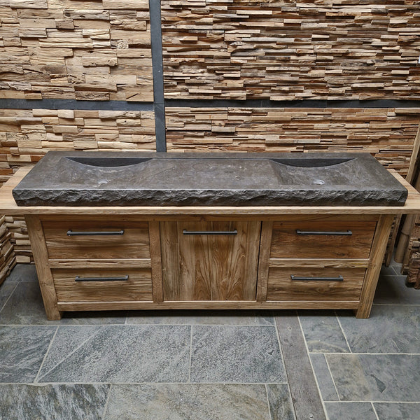 Dubbele wastafel | Hardsteen ruw | Natuursteen | Diverse afmetingen