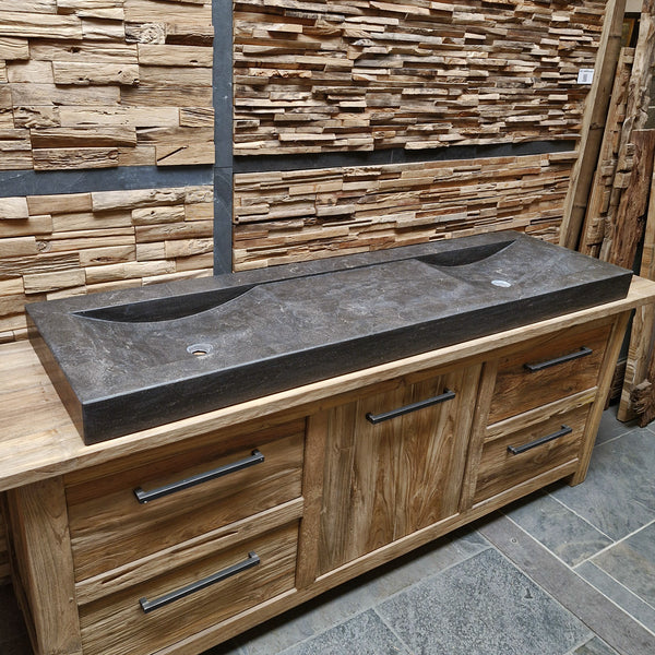 Dubbele wastafel | Hardsteen glad | Natuursteen | Diverse afmetingen