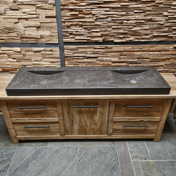 Dubbele wastafel | Hardsteen glad | Natuursteen | Diverse afmetingen