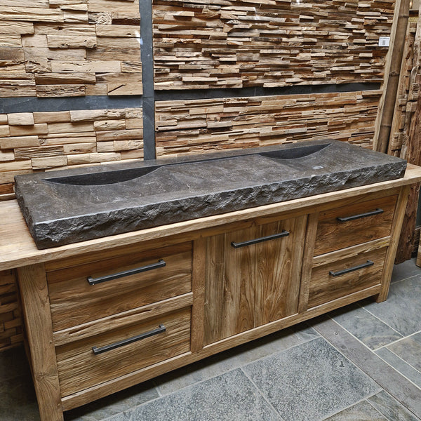 Dubbele wastafel | Hardsteen ruw | Natuursteen | Diverse afmetingen