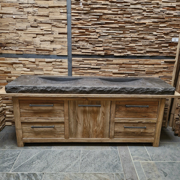 Dubbele wastafel | Hardsteen ruw | Natuursteen | Diverse afmetingen