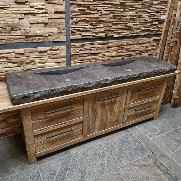 Dubbele wastafel | Hardsteen ruw | Natuursteen | Diverse afmetingen