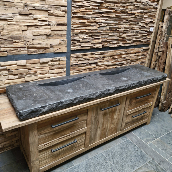 Dubbele wastafel | Hardsteen ruw | Natuursteen | Diverse afmetingen