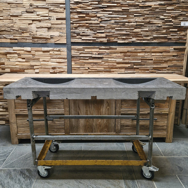 Dubbele wastafel | Hardsteen ruw | Natuursteen | Diverse afmetingen