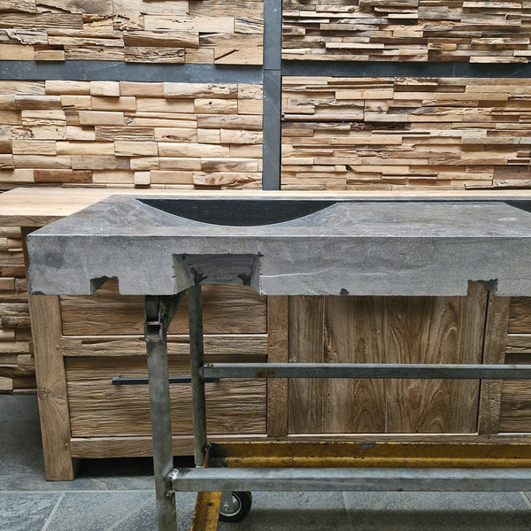 Dubbele wastafel | Hardsteen ruw | Natuursteen | Diverse afmetingen