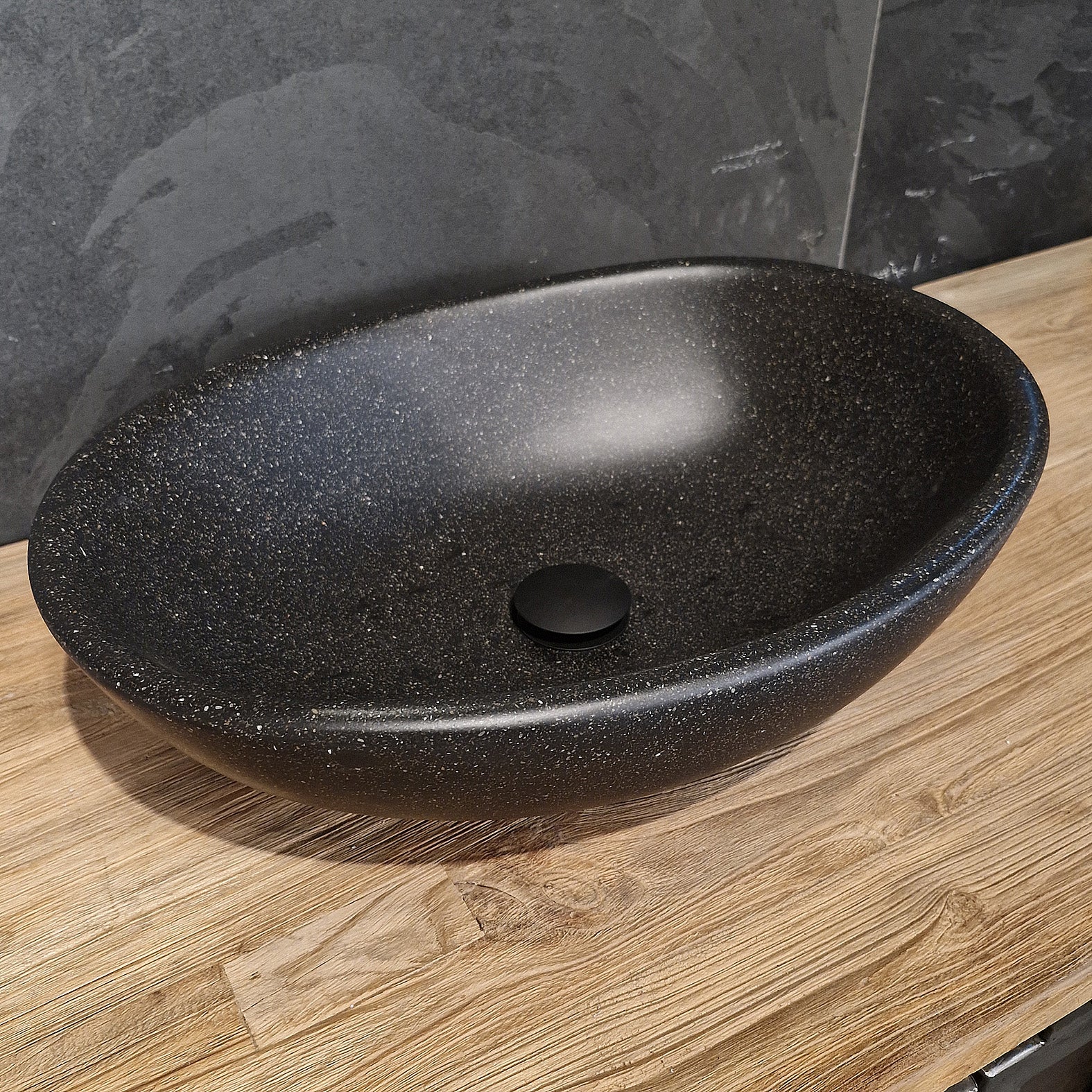 Aufsatzwaschbecken | Terrazzo schwarz | Mineralguss