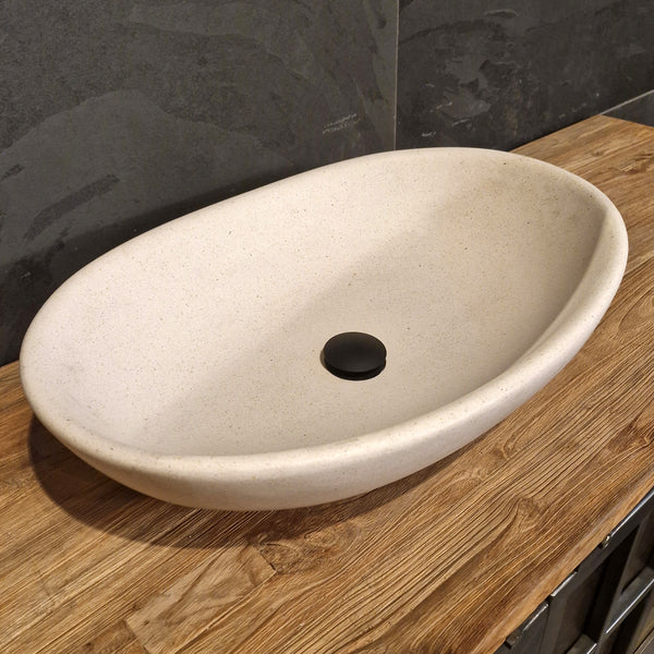 Aufsatzwaschbecken | Terrazzo weiß | Mineralguss