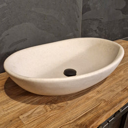 Aufsatzwaschbecken | Terrazzo weiß | Mineralguss - Badgestaltung