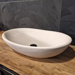 Aufsatzwaschbecken | Terrazzo weiß | Mineralguss - Badgestaltung