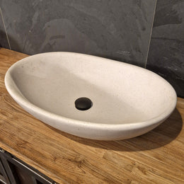 Aufsatzwaschbecken | Terrazzo weiß | Mineralguss - Badgestaltung