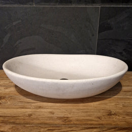 Aufsatzwaschbecken | Terrazzo weiß | Mineralguss - Badgestaltung