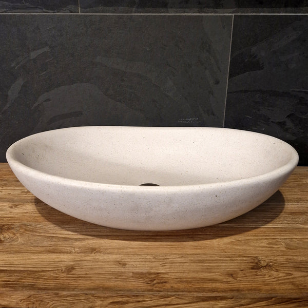 Aufsatzwaschbecken | Terrazzo weiß | Mineralguss