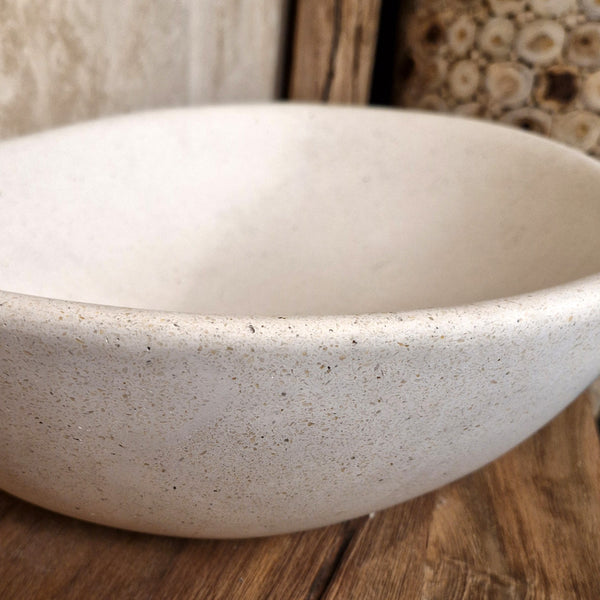 Aufsatzwaschbecken | Terrazzo weiß | Mineralguss | 60 x 40 x 15 cm