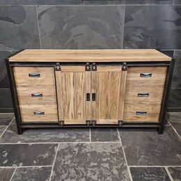 Unterschrank mit Schiebetüren | Recyceltes Teakholz | Motana Glatt - 160 x 52 x 80 cm - Badgestaltung