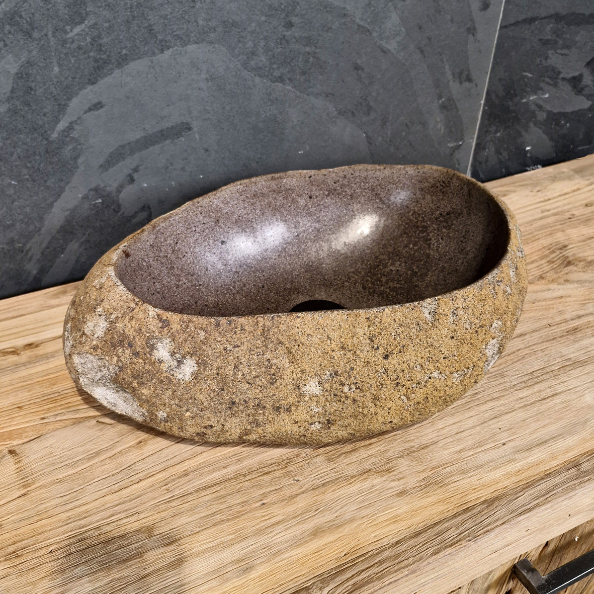 Aufsatzwaschbecken aus Flussstein | Naturstein | Unikate | 40-60 cm - Badgestaltung