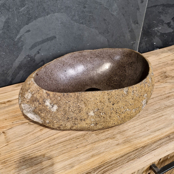 Aufsatzwaschbecken aus Flussstein | Naturstein | Unikate | 40-60 cm