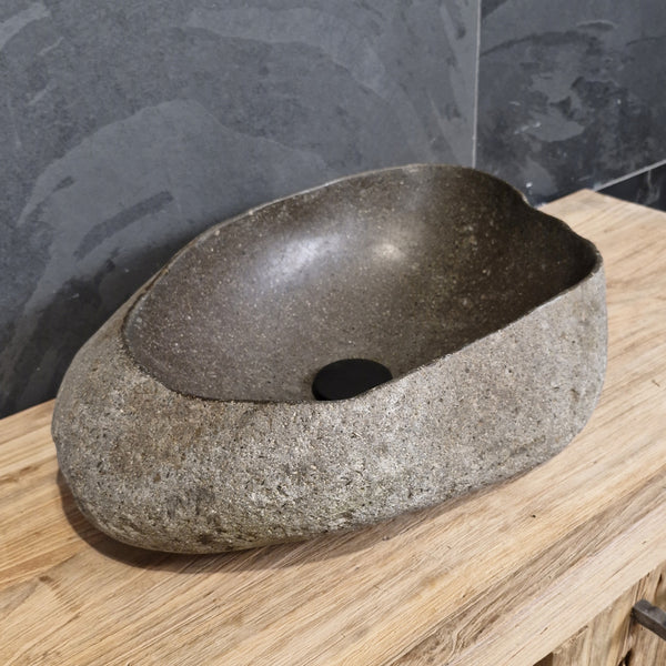 Aufsatzwaschbecken aus Flussstein | Naturstein | Unikate | 40-60 cm