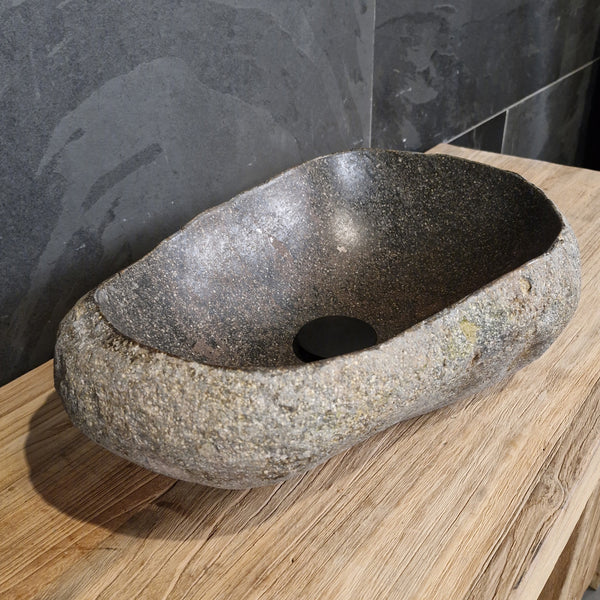 Aufsatzwaschbecken aus Flussstein | Naturstein | Unikate | 40-60 cm