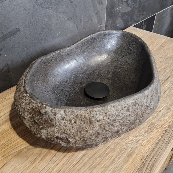 Aufsatzwaschbecken aus Flussstein | Naturstein | Unikate | 40-60 cm