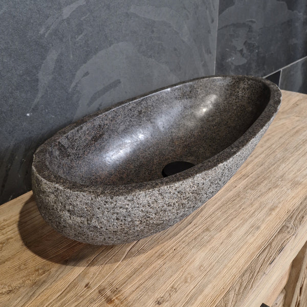 Aufsatzwaschbecken aus Flussstein | Naturstein | Unikate | 40-60 cm