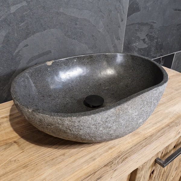 Aufsatzwaschbecken aus Flussstein | Naturstein | Unikate | 40-60 cm