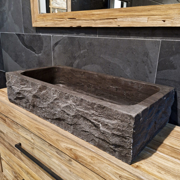 Waschtisch | Blaustein grob | Naturstein | 60 x 40 oder 90 x 45 cm
