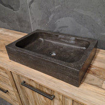 Badezimmer-Waschtisch aus Blaustein Glatt von OSLO, Naturstein, 60x40 cm, glatte Oberfläche, für stilvolle Badgestaltung