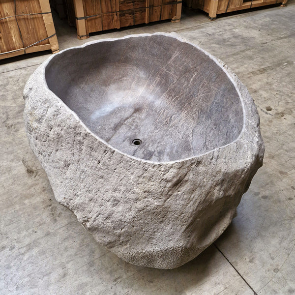 Badewanne freistehend | Flussstein | 180 x 134 x 70 cm