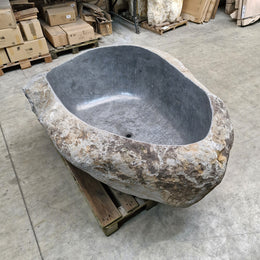 Badewanne freistehend | Flussstein | 180 x 134 x 70cm - Badgestaltung