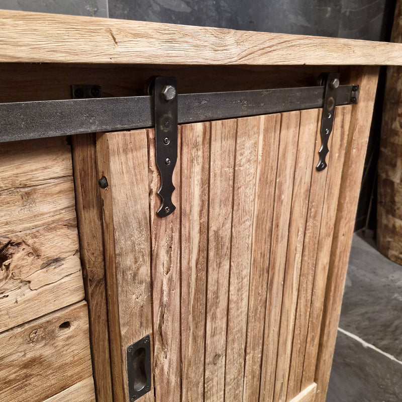 Unterschrank Badezimmer | Recyceltes Teak | Unterschrank mit Charakter - 156 x 50 x 80 cm - Badgestaltung