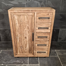 Recycelter Hochschrank von PELEMSEWU für Badgestaltung, 100x40x140 cm, nachhaltiges Möbelstück mit modernem Design