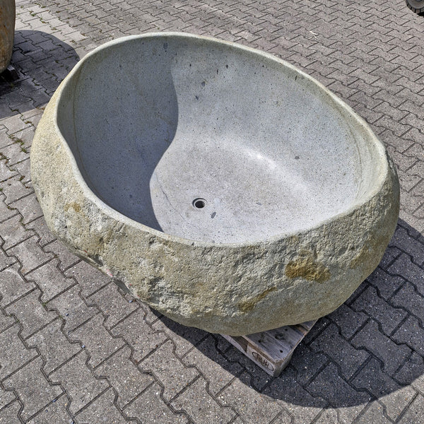 Badewanne freistehend | Flussstein | 160 x 132 x 65 cm