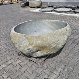 Badewanne freistehend | Flussstein | 160 x 132 x 65 cm - Badgestaltung