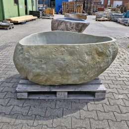 Badewanne freistehend | Flussstein | 160 x 132 x 65 cm - Badgestaltung