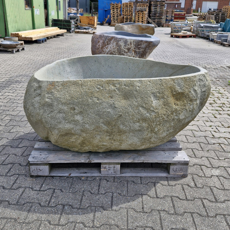Badewanne freistehend | Flussstein | 160 x 132 x 65 cm - Badgestaltung