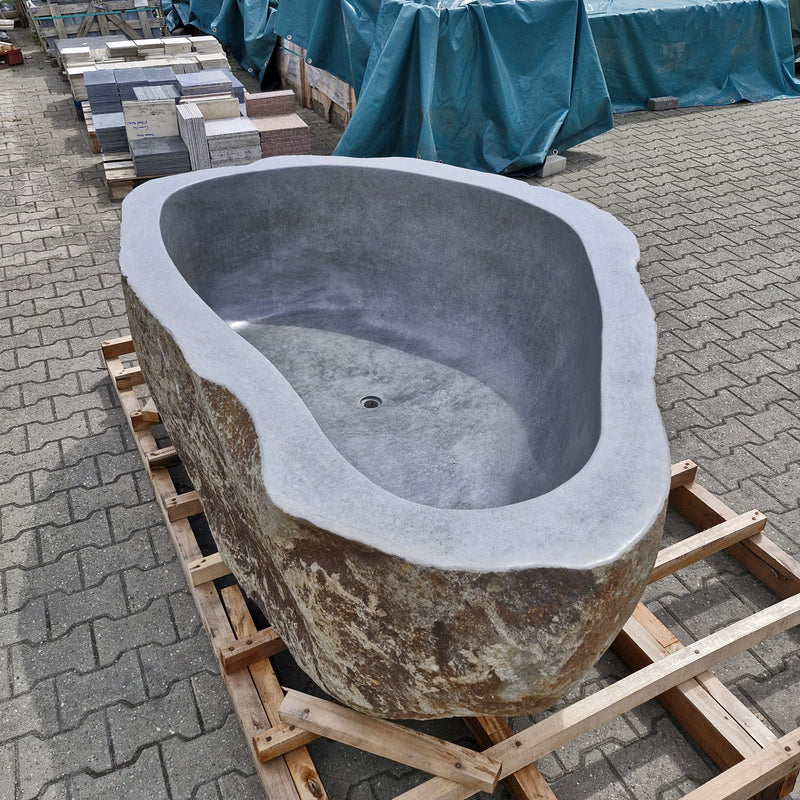 Badewanne freistehend | Flussstein | 223 x 139 x 65 cm