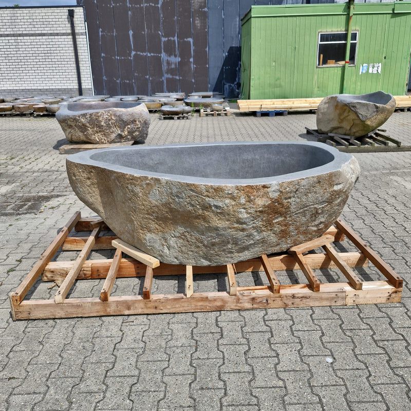 Badewanne freistehend | Flussstein | 223 x 139 x 65 cm