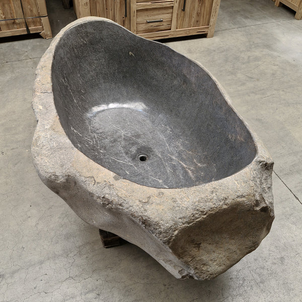 Badewanne freistehend | Flussstein | 193 x 120 x 67 cm