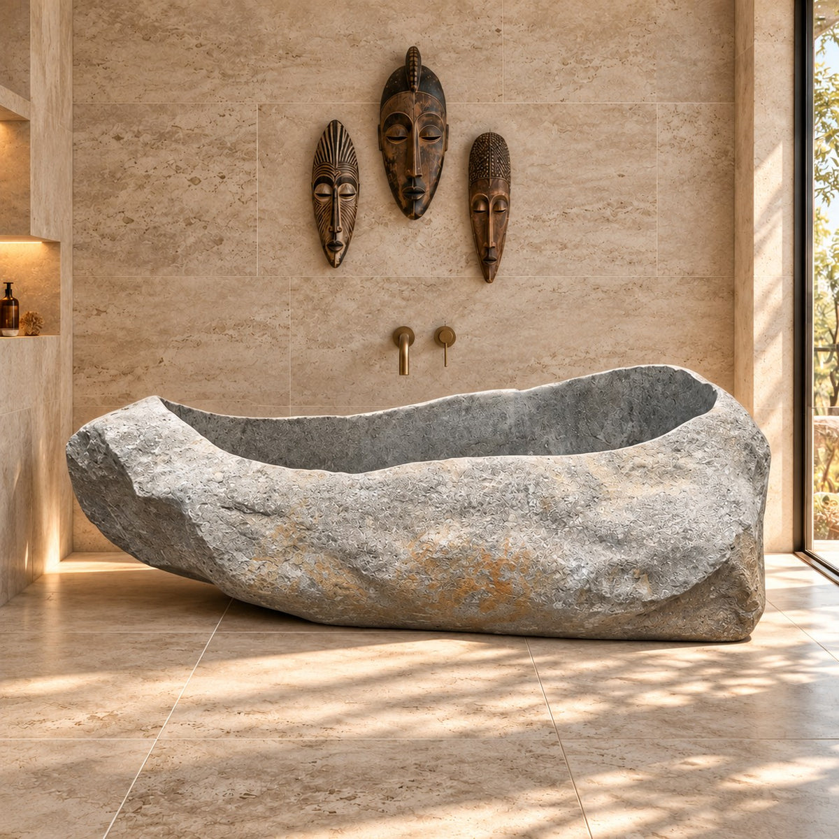 Badewanne freistehend | Flussstein | 226 x 130 x 80 cm