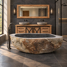 Badewanne freistehend | Flussstein | 202 x 103 x 61 cm