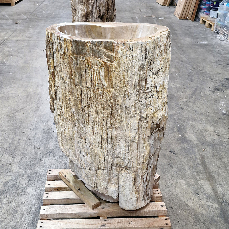 Standwaschbecken Versteinertes Holz | 58 x 39 x 91 cm mit Hahnloch | Q11 - Badgestaltung