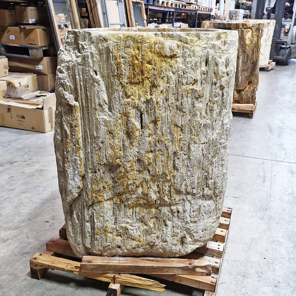 Standwaschbecken Versteinertes Holz | 60 x 66 x 90 cm mit Unteranschluss | Q13