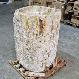 Standwaschbecken Versteinertes Holz | 60 x 66 x 90 cm mit Unteranschluss | Q13 - Badgestaltung