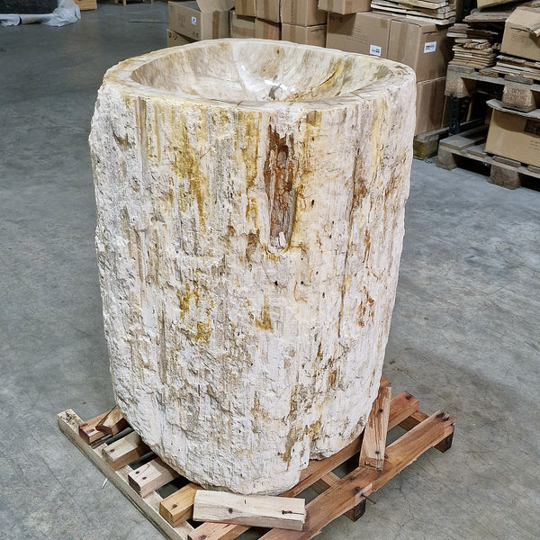 Standwaschbecken Versteinertes Holz | 60 x 66 x 90 cm mit Unteranschluss | Q13