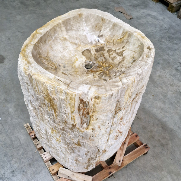 Standwaschbecken Versteinertes Holz | 60 x 66 x 90 cm mit Unteranschluss | Q13